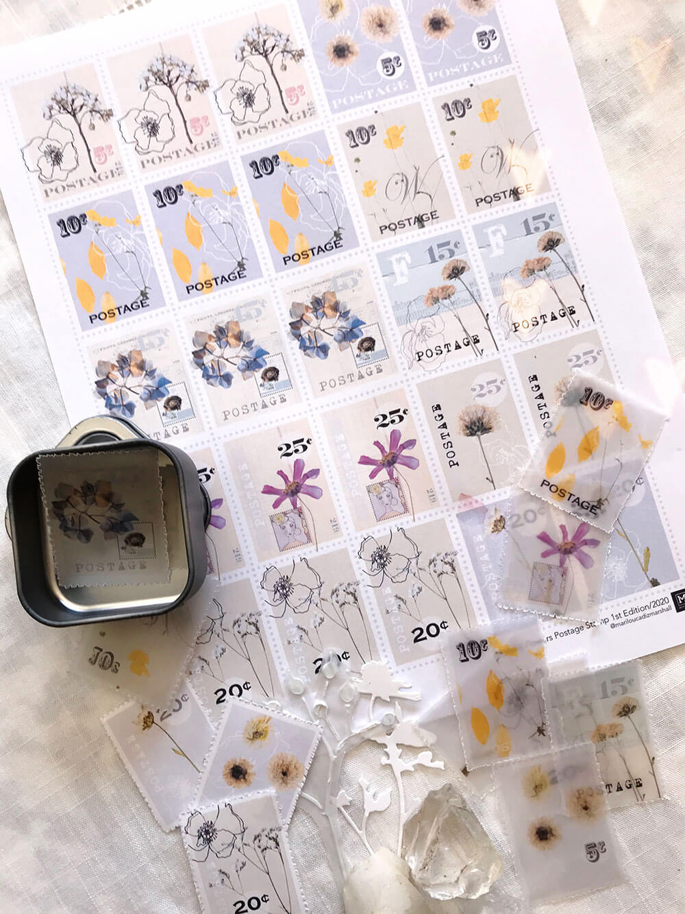 Bespoke faux stamps sheet by Marilou Cadiz Marshall