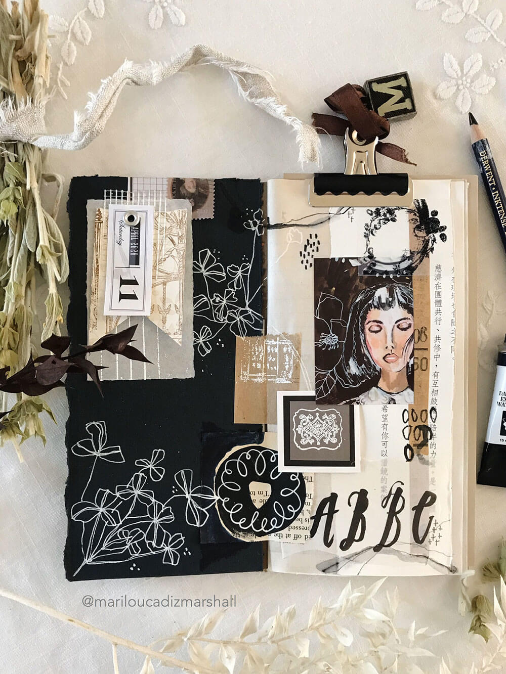 Details of Marilou’s journal spread